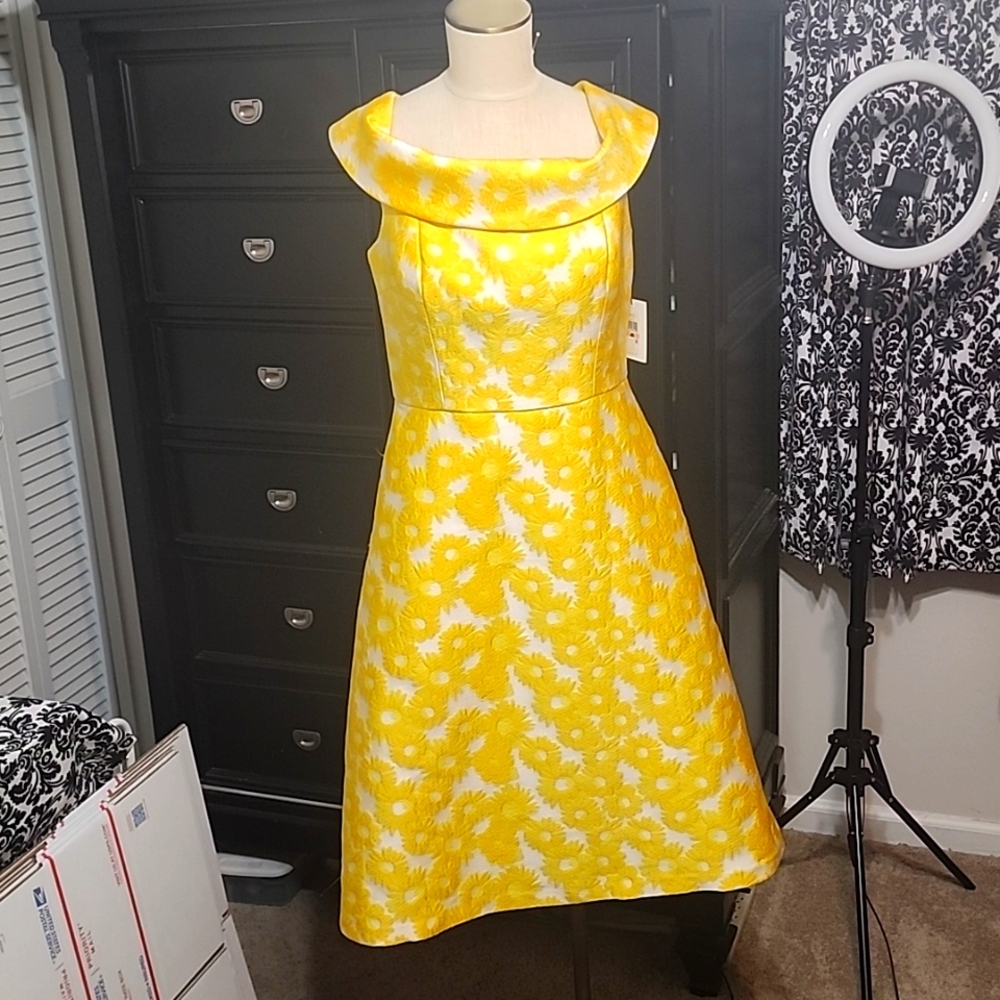 Calvin Klein floral jacquard dress